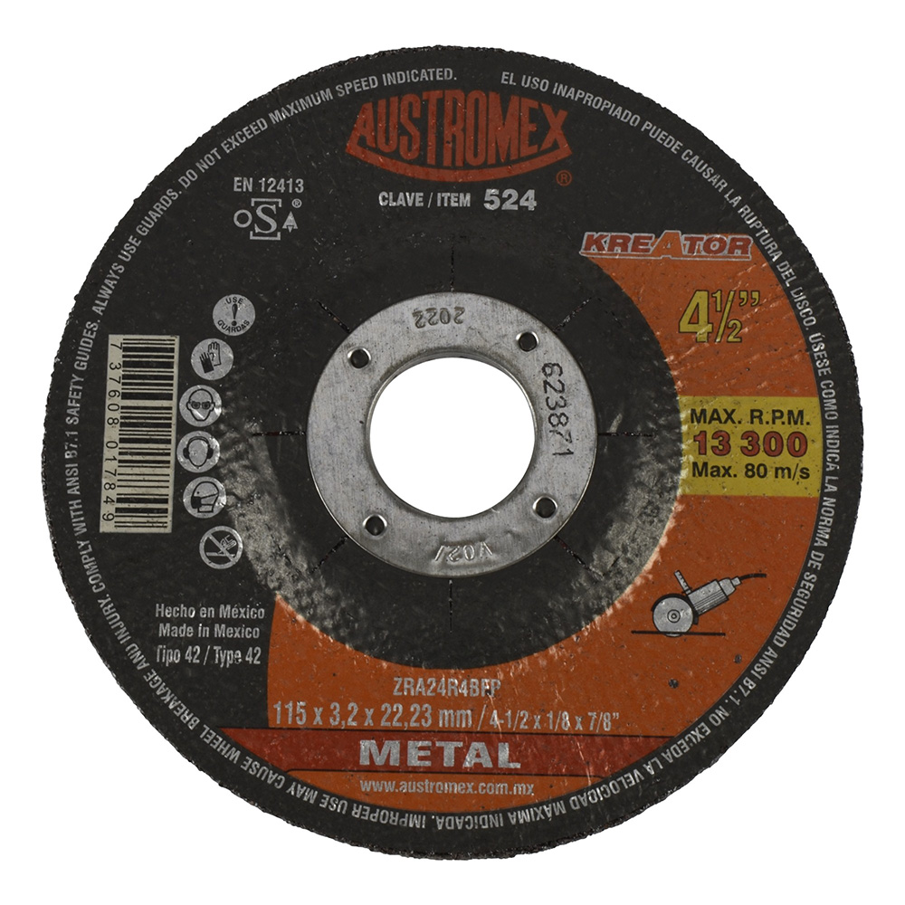 Disco abrasivo para metal kreator de 4 1/2 pulgada