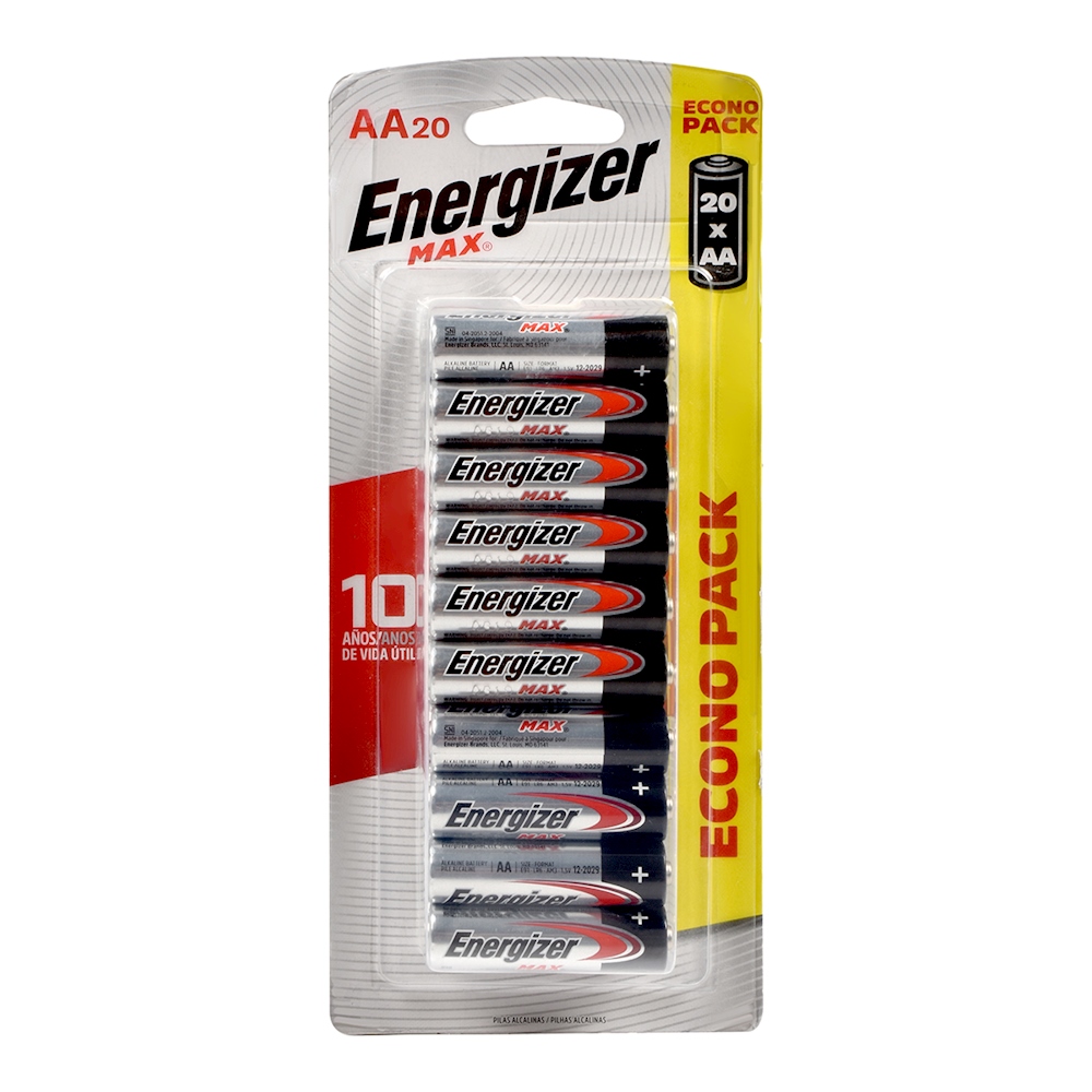 Lot De 20 Piles AA Energizer Max Plus - Haute Performance, Durée De Conservation 12 Ans - Protection Anti-fuites