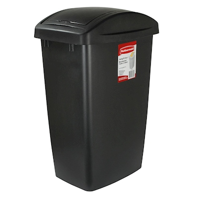 CONTENEDOR DE BASURA CON TAPA SWING TOP PARA RECICLAJE 47 L NEGRO | The