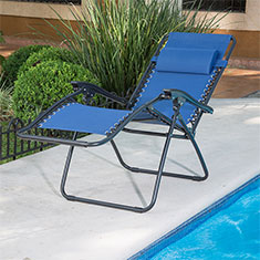 unbranded silla plegable cero gravedad azul de tela sling estructura de acero