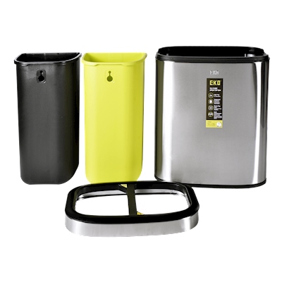 BOTE DE BASURA CON DOBLE COMPARTIMIENTO 20 LITROS PLATA | The Home