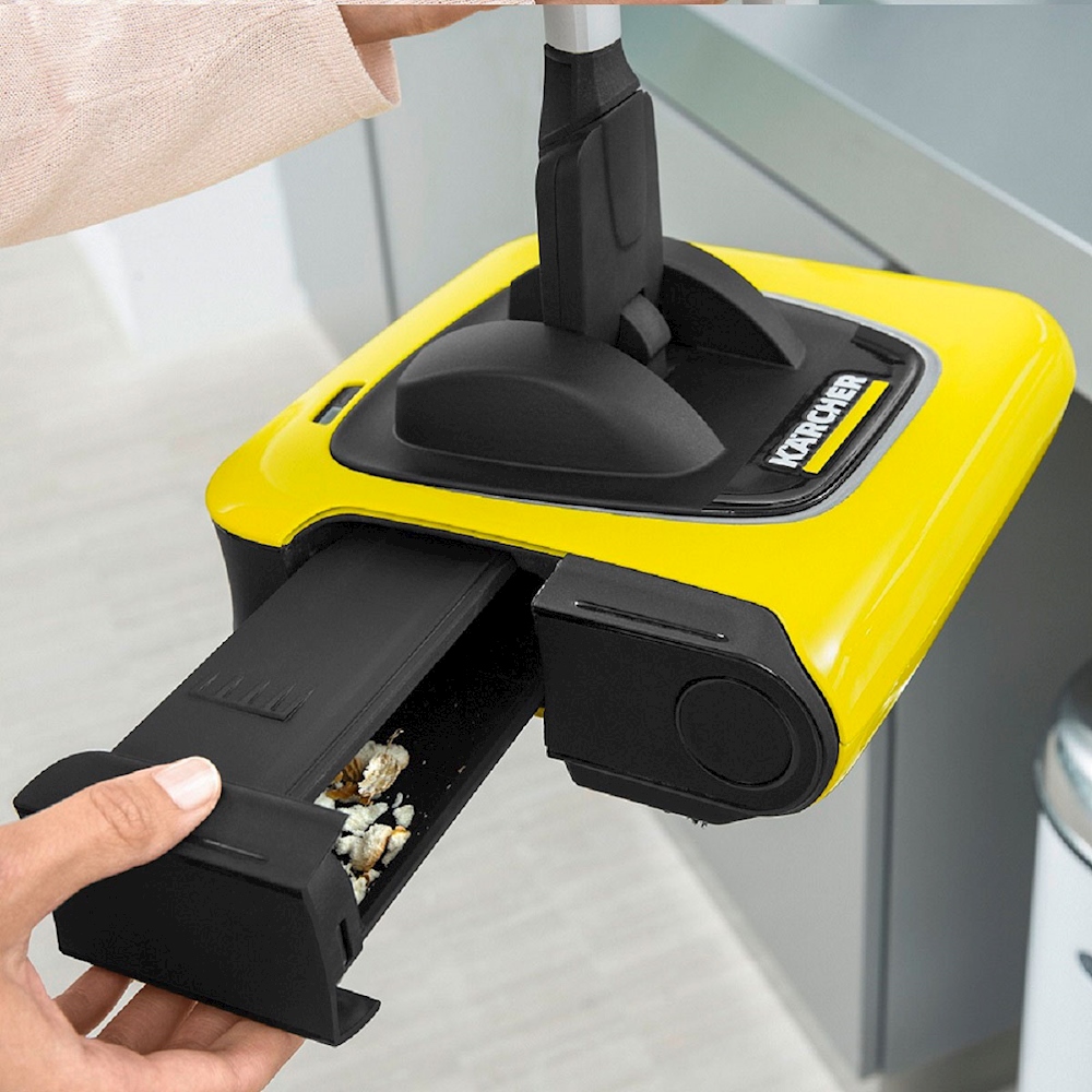 NHSURAY - Escoba automática para limpieza del hogar, sin electricidad, cubo  de basura (amarillo)