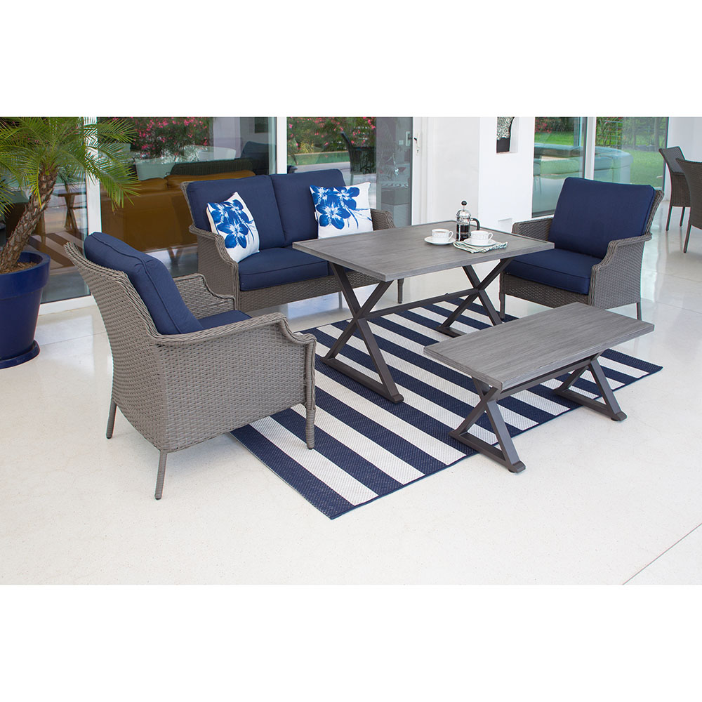 JUEGO DE JARDÍN GRAYSON CAFÉ 7 PIEZAS ESTRUCTURA DE ACERO The Home