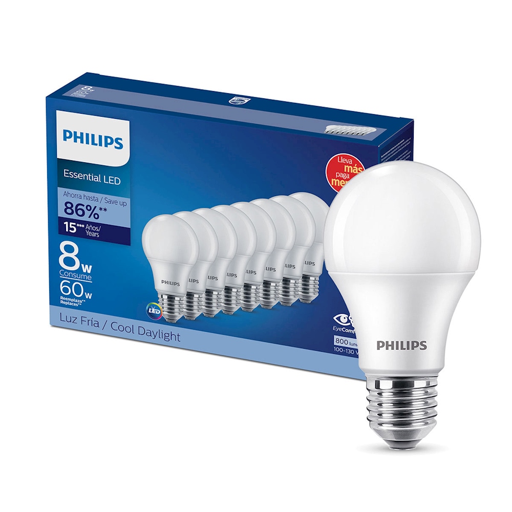 Focos LED Philips 10 W Luz Fría 4 Piezas