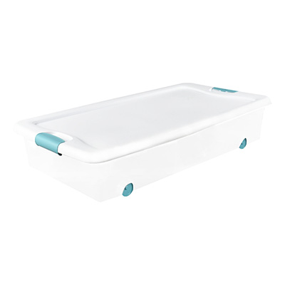 Caja de plástico nº3 transparente con ruedas de 25,7 x 59 x 40,5 cm, 36  litros, baúl con tapa para organización del hogar, arc