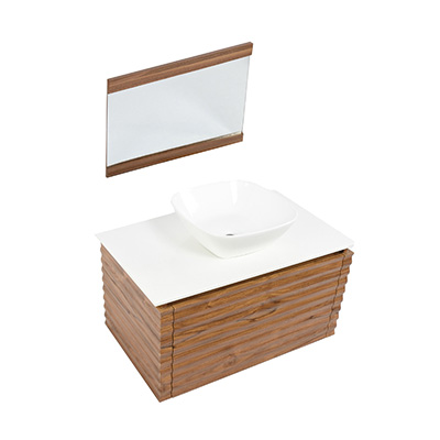 MUEBLE PARA BAÑO VANORA CAFÉ CON LAVABO Y ESPEJO 76 X 52 X 46 CM