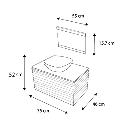 MUEBLE PARA BAÑO VANORA CAFÉ CON LAVABO Y ESPEJO 76 X 52 X 46 CM