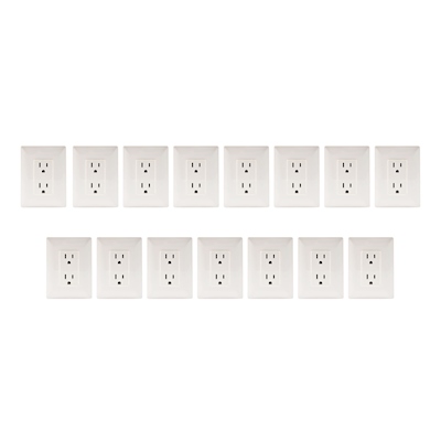 15 CONTACTOS DÚPLEX CON PLACA DE PARED BLANCO