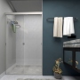 CANCEL PARA BAÑO 121 A 130 X 187.5 CM CON 2 PUERTAS CORREDIZAS DE VIDRIO TRANSPARENTE ALUMINIO NATURAL MATE