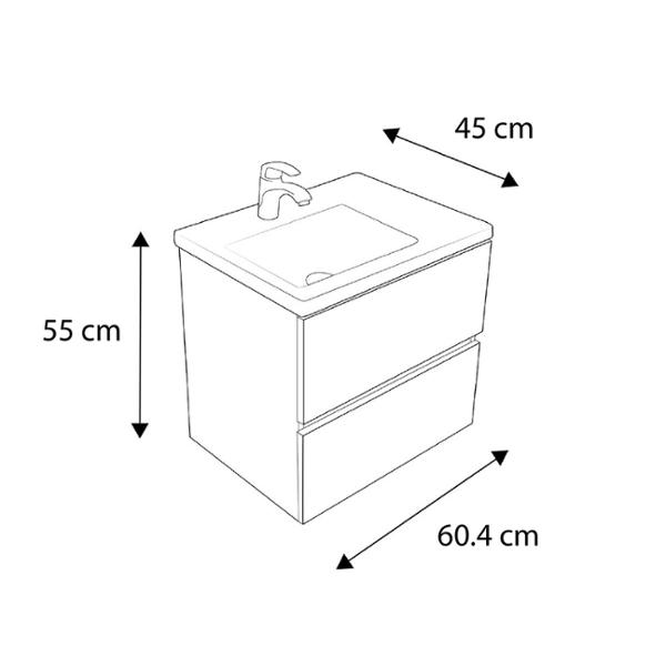 KIT GABINETE PARA BAÑO TARENTO CAFÉ ESPRESSO CON LAVABO 55 X 60.4 X 45