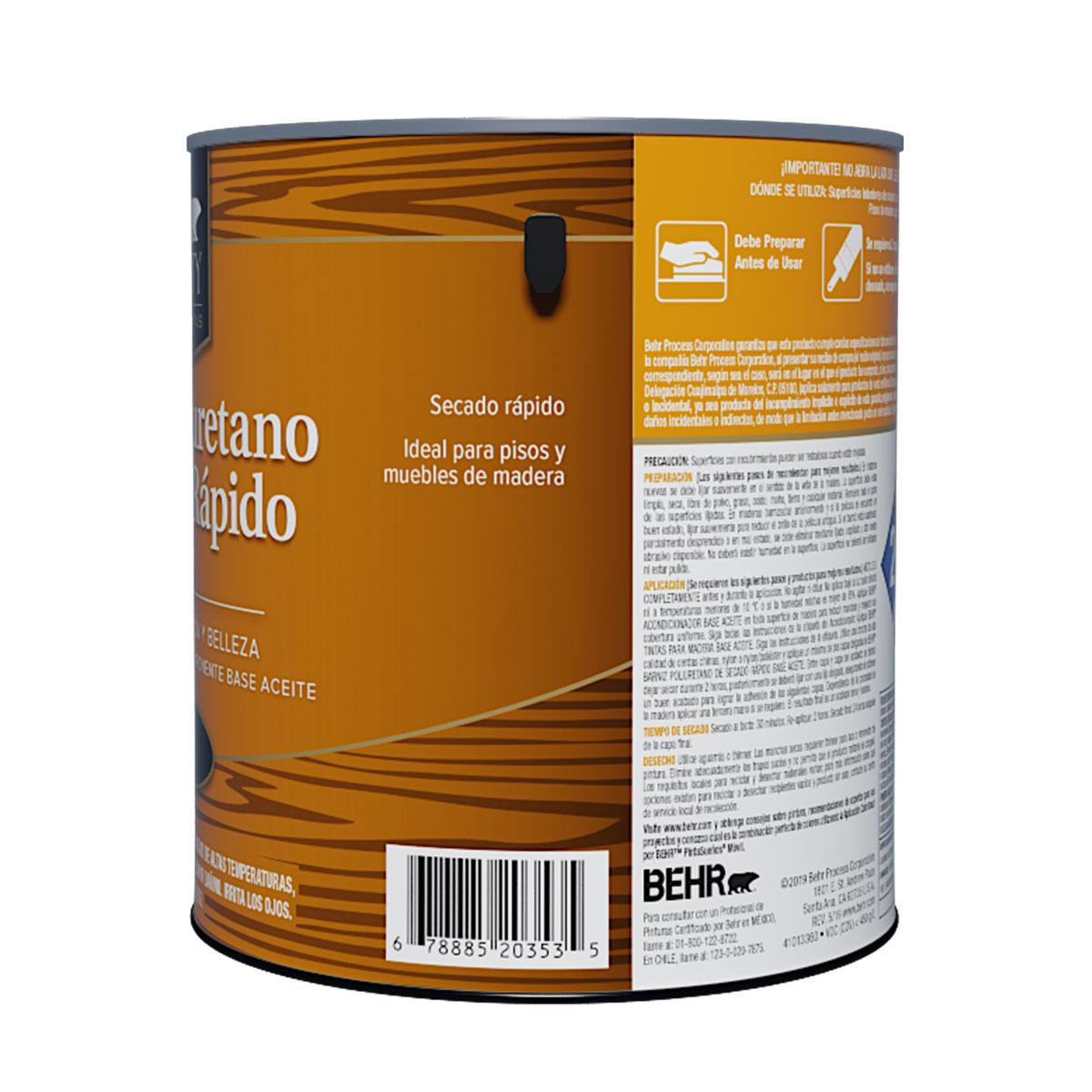 BEHR SPECIALTY® PARA MADERAS Barniz Poliuretano de Secado Rápido Base Agua