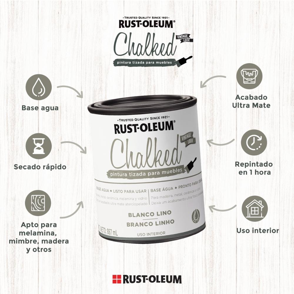 Pintura tizada rust-oleum chalked brochable blanco lino base agua mate