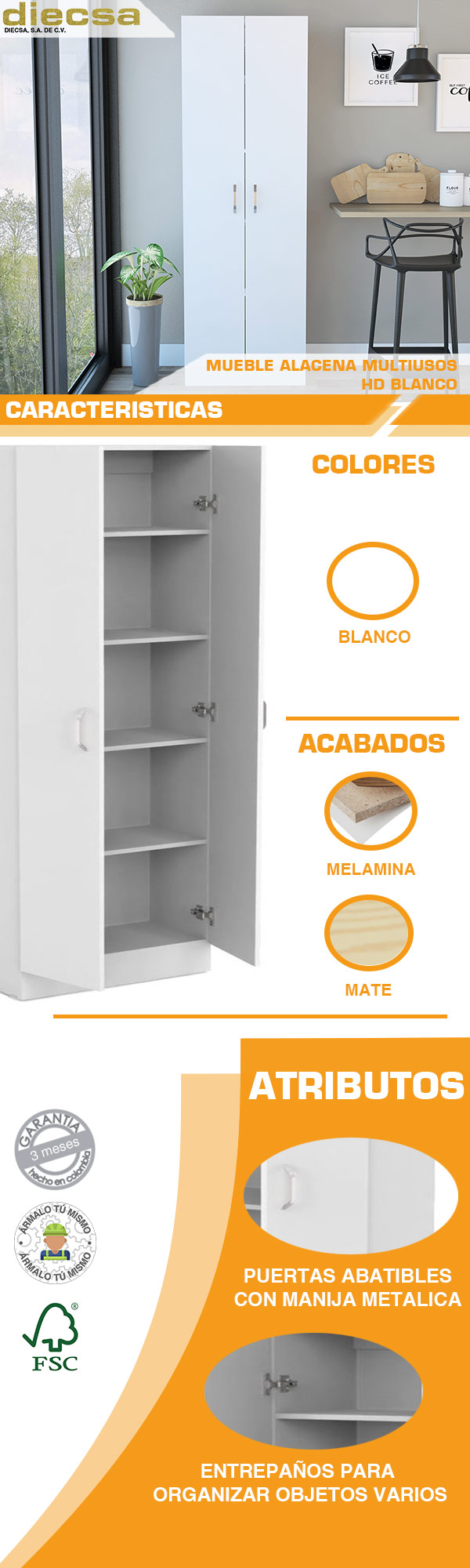 Mueble Despensa De Cocina 6 Puertas Blanco – Do it Center