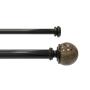 SET DE CORTINERO AJUSTABLE DOBLE 3/4 pulg. & 1 pulg. DE 91 A 182 CM ESTILO ESFERA MARMOL EN BRONCE