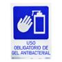 LETRERO DE PLÁSTICO PARA PARED USO OBLIGATORIO DE GEL ANTIBACTERIAL 35.5 X 25.6 CM