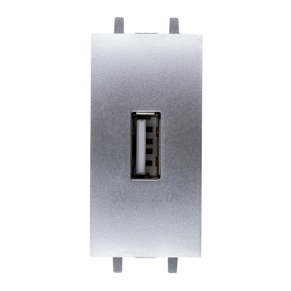 TOMA DE CARGA USB DE 1 MÓDULO GRIS TITANIO MATE