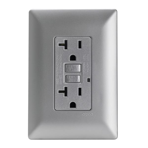 CONTACTO DÚPLEX CON FALLA A TIERRA Y PLACA DE PARED INCLUIDA PLATA