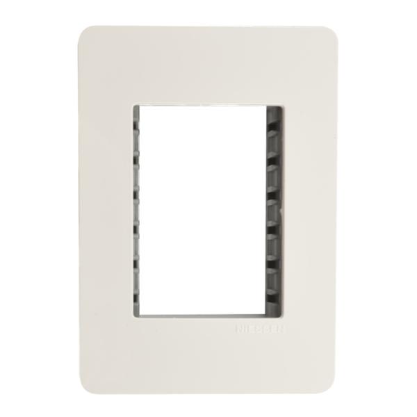 PLACA CON CHASIS UNNO DE 3 MÓDULOS PLÁSTICO BLANCO
