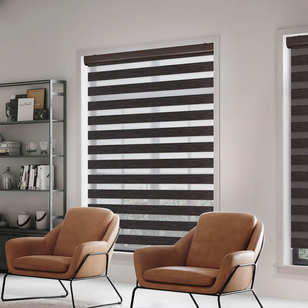 Persiana premium enrollable duo blackout full cassette 120x220 cm chocolate