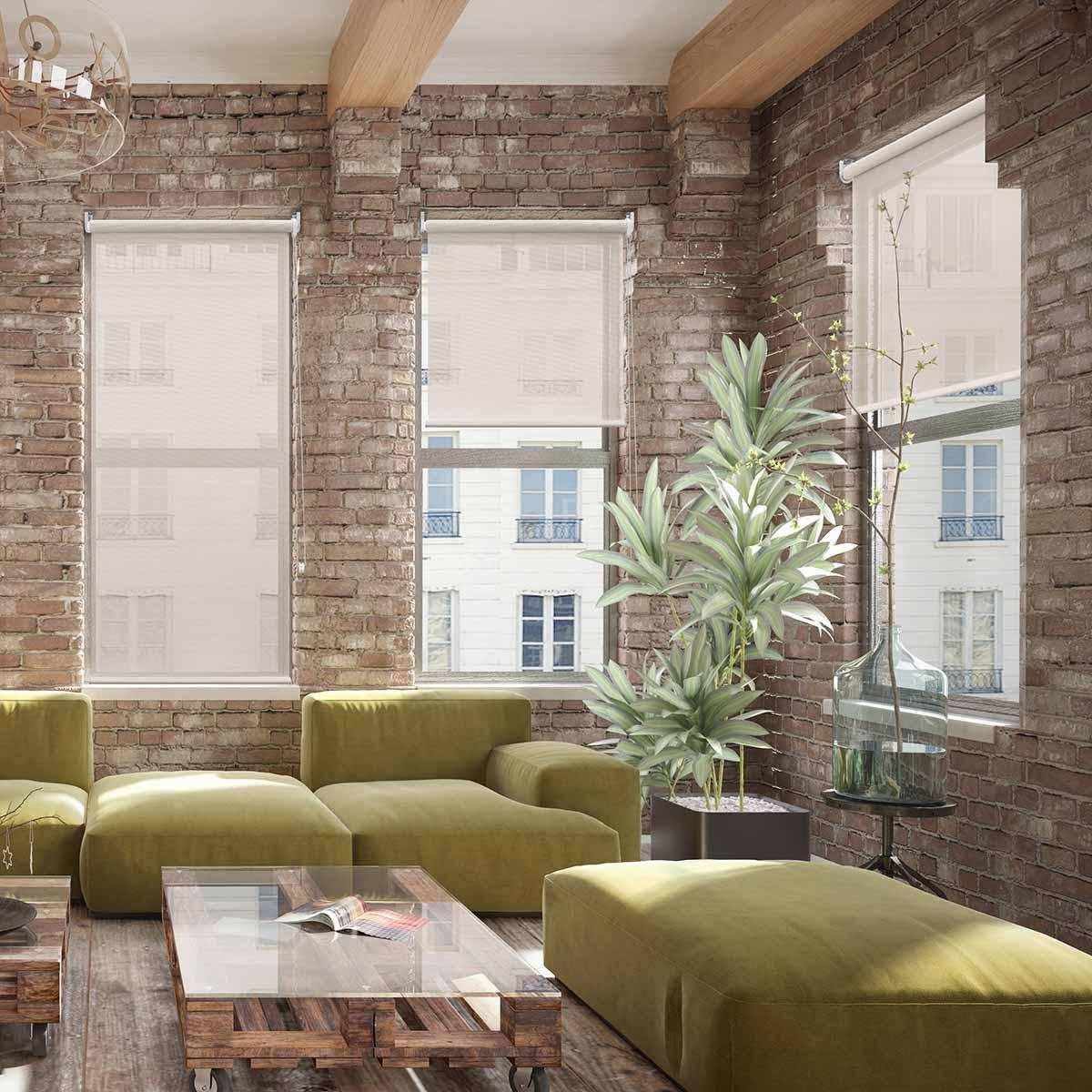 Persiana enrollable malla solar marfil 120x220 cm