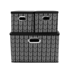 home & home set de cajas para almacenamiento negro greka / rosa greka multi tamaño 3 piezas
