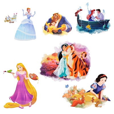 Princesas Disney Stickers 50 Calcomanias De Pvc Vs Agua