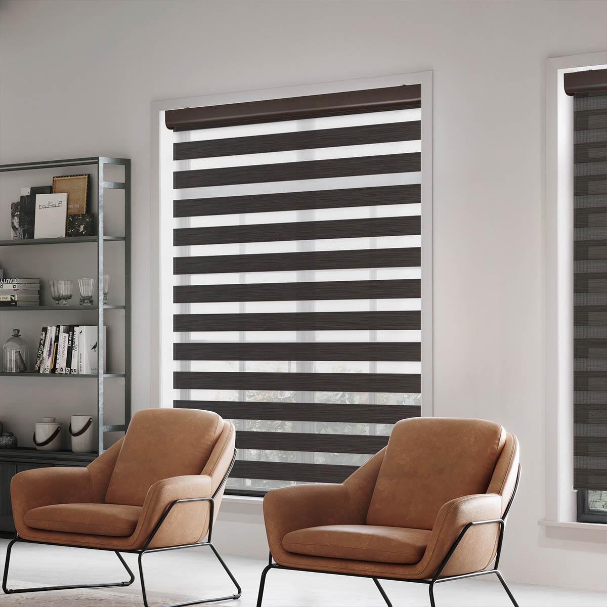 Persiana premium enrollable duo traslucida full cassette 160x180 cm chocolate