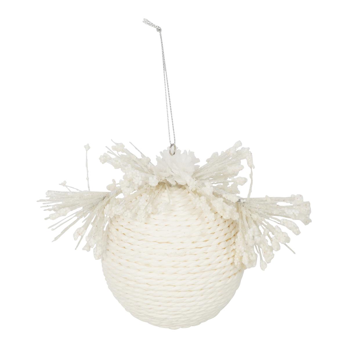 Esfera navideña cozy ratan blanco 11 cm