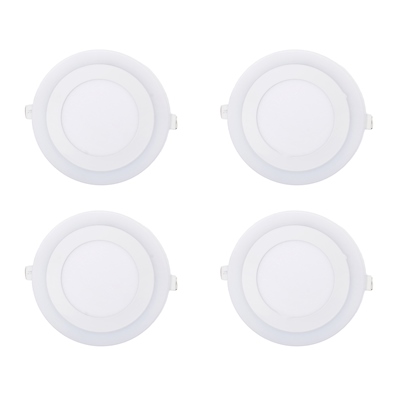 LÁMPARA PLAFÓN FLAT HALO DE TECHO BRILLANTE 1 LUZ NEUTRA 4 PIEZAS