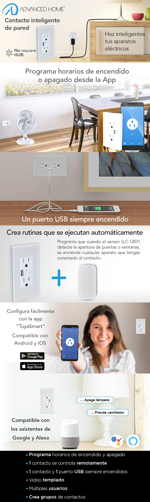 Estevez Contacto / Enchufe Smart con WiFi, Alexa / Google, Modelo ES-3
