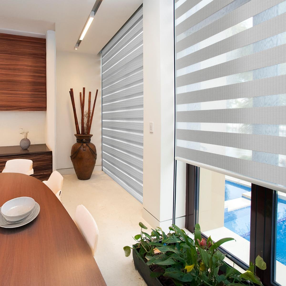 Persiana semi traslúcida sheer dúo 140 x 220 cm gris perla