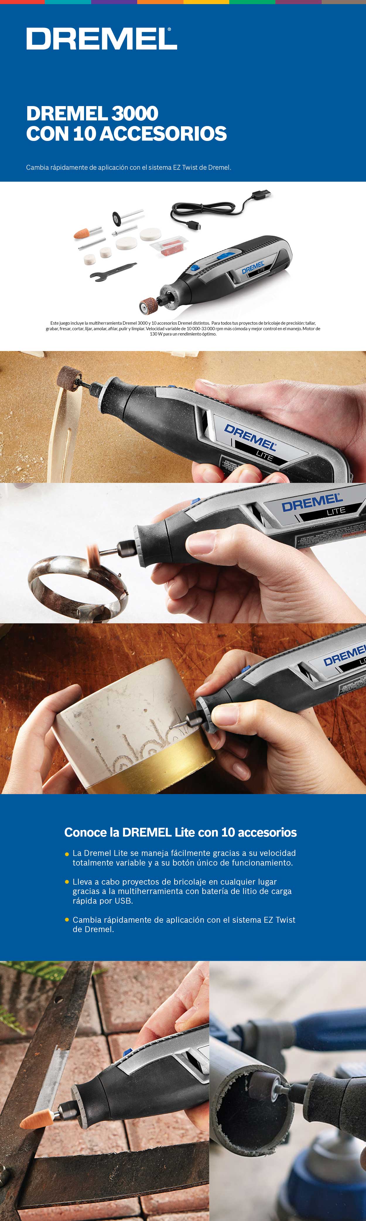 Herramienta rotativa inalámbrica, kit de herramientas rotativas recargable  USB 