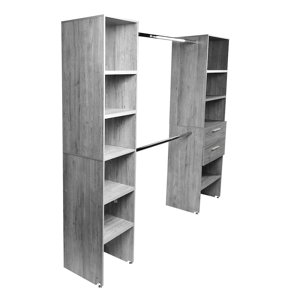 CLÓSET 2 TORRES Y 2 CAJONES DE AGLOMERADO 186 X 220 X 39 CM GRIS CLARO