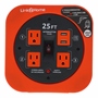 EXTENSIÓN DE CARRETE CALIBRE 16 7.6 M 3 SALIDAS 2 USB