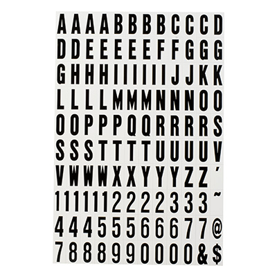 NÚMEROS, LETRAS Y SÍMBOLOS AUTOADHESIVOS EN PAPEL 2.5 CM 124 PIEZAS