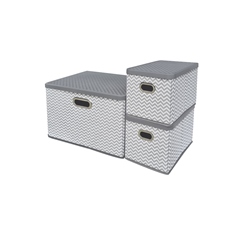 home & home set de 3 cajas para almacenamiento gris greka multi tamaño
