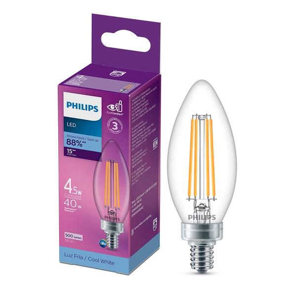FOCO PHILIPS LED FILAMENTO B11 BASE E12 LUZ FRÍA