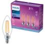 3 PACK FOCO PHILIPS LED FILAMENTO B11 BASE E12 LUZ FRÍA NO DIMEABLE