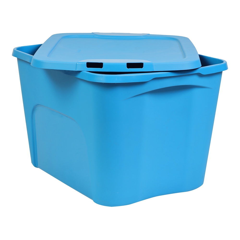 Caja Organizadora De 24 Lt Tapa Blanca Agarradera Azul