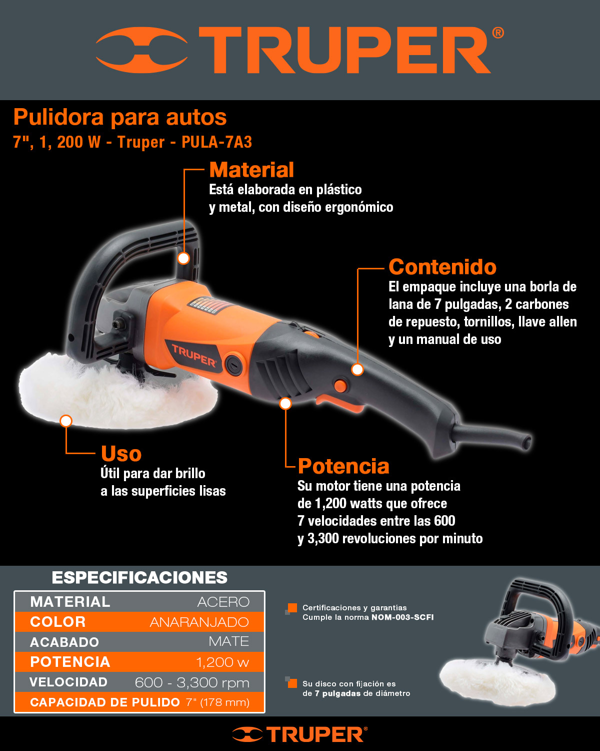 PULIDORA PARA AUTOS 7 1200 W | The Home Depot México