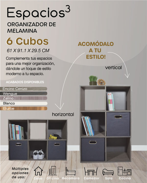 Mueble Organizador en 6 Cubos (Blanco NORDICO) 