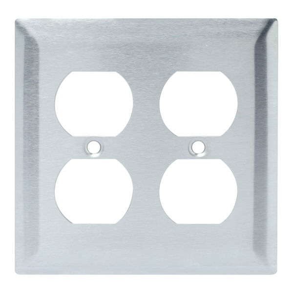 PLACA DÚPLEX DE 2 UNIDADES ACERO INOXIDABLE PLATA