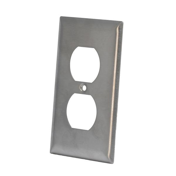 PLACA PARA RECEPTÁCULO DÚPLEX ACERO INOXIDABLE PLATA