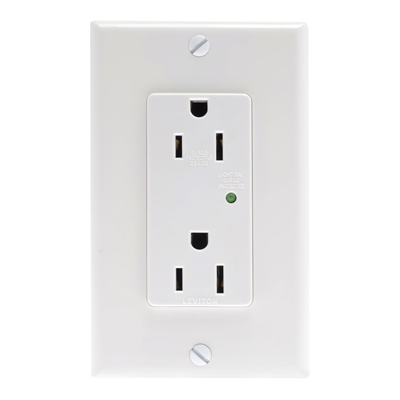 RECEPTÁCULO DOBLE CON PLACA DE PLÁSTICO BLANCO