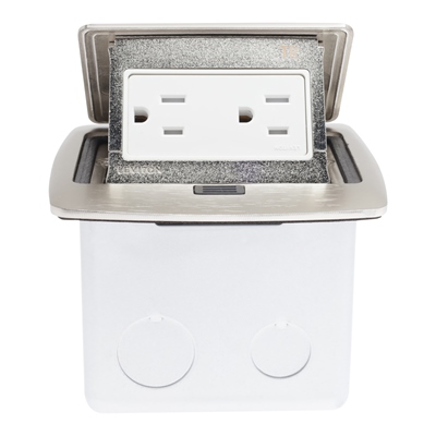 CAJA DE PISO EMERGENTE METAL PLATA