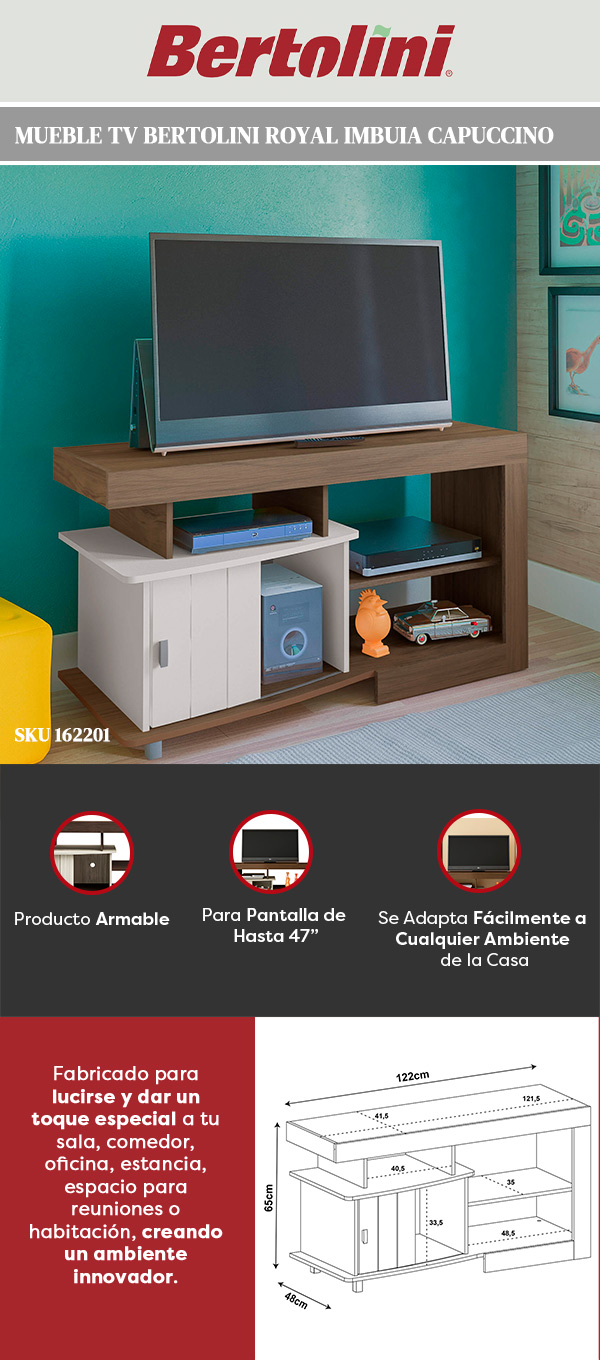 Mueble Tv Moderno Con Panel Blanco Y Madera Ref Livo 40