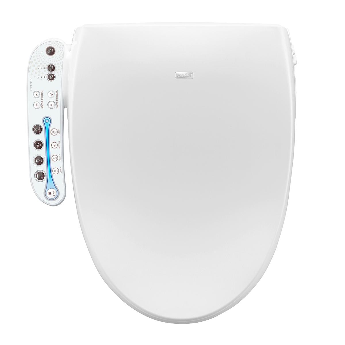 Asiento bidet para baño con cierre lento luz led y control de temperatura alargado blanco plástico