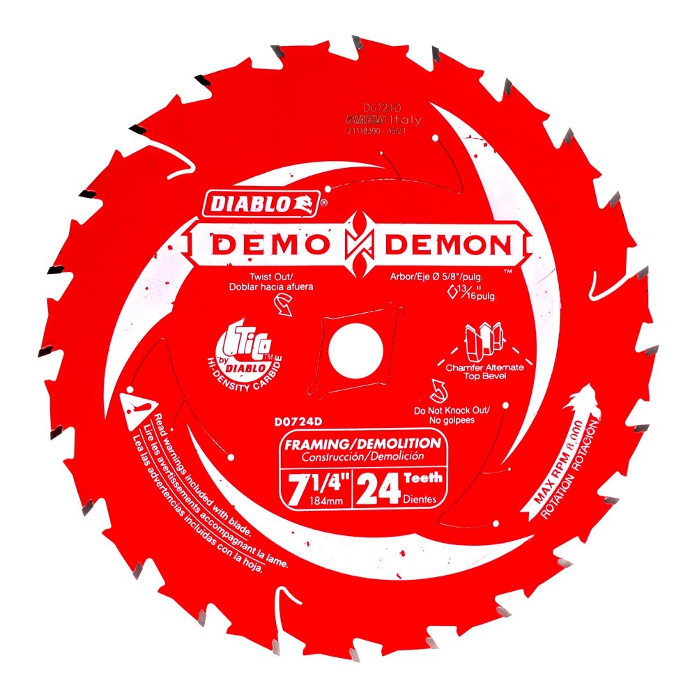 Disco sierra demon para cortar madera con clavos 7 1/4 24 dientes