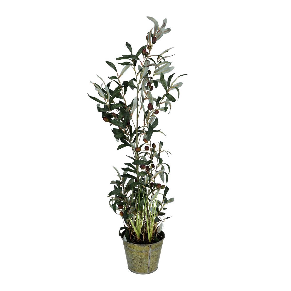 Planta olivo alea artificial 70 x 20 cm con maceta de metal