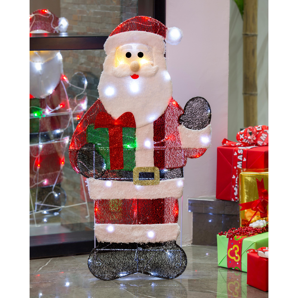 FIGURA NAVIDEÑA ILUMINADA SANTA CLAUS MULTICOLOR 91.4 CM The Home